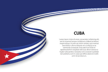 Wave flag of Cuba with copyspace background.