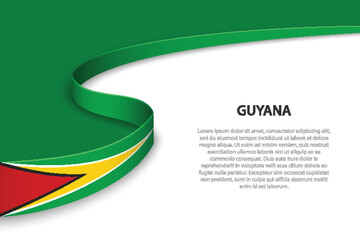 Wave flag of Guyana with copyspace background.