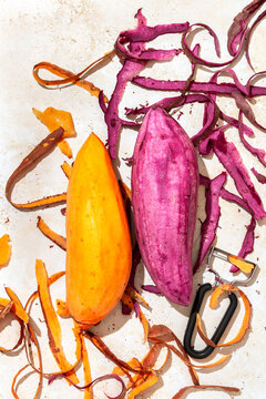 Orange and purple sweet potatoes