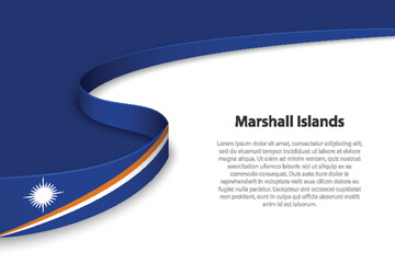 Wave flag of Marshall Islands with copyspace background.