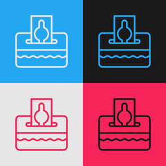 Pop art line Donate or pay your zakat as muslim obligatory icon isolated on color background. Muslim charity or alms in ramadan kareem before eid al-fir. Vector