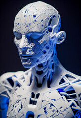 close up potrait of a robot white by generative ai art