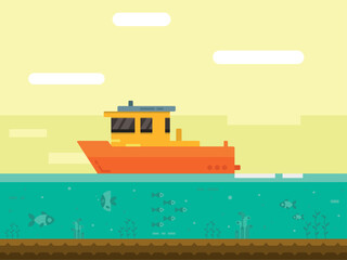 Obraz premium Sea freight, ship transportation, fishing, tugboat, boat, sea nature landscape, river boat, angler