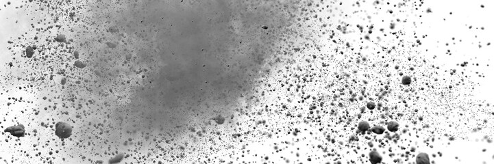 falling debris and dust, isolated on transparent background banner