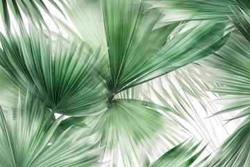 Minimal background with with green leaves. Abstract background. Green and white colors background for social media banners, promotion, cosmetic product show. 