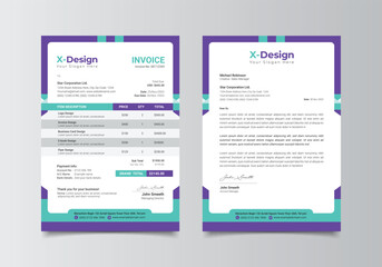 Corporate business letterhead and invoice template, Business Branding identity design template	