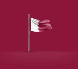 Qatar waving flag on solid ground.