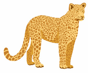 Golden leopard cartoon isolated on white