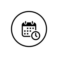 Date time icon vector isolated on circle outline