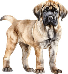 Obraz premium English Mastiff puppy illustration created with Generative AI technology
