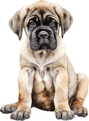 Obraz premium English Mastiff puppy illustration created with Generative AI technology