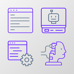Fototapeta premium Set line Robot for maintenance, Computer api interface, and icon. Vector