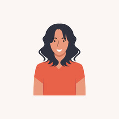 Half body beautiful woman colorful portrait. Avatars for social networks. Vector illustration in flat style.