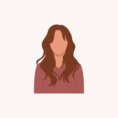 Half body beautiful woman colorful portrait. Avatars for social networks. Vector illustration in flat style.