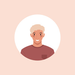 Profile image of man avatar for social networks with half circle. Fashion vector. Bright vector illustration in trendy style.