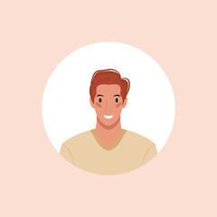 Profile image of man avatar for social networks with half circle. Fashion vector. Bright vector illustration in trendy style.