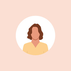 Profile image of woman avatar for social networks with half circle. Fashion vector. Bright vector illustration in trendy style.