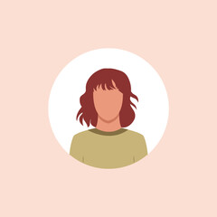 Profile image of woman avatar for social networks with half circle. Fashion vector. Bright vector illustration in trendy style.