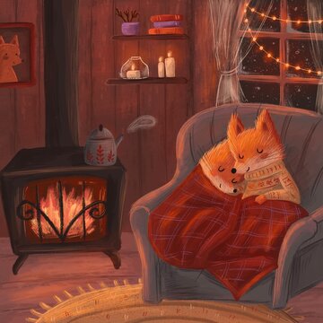 Foxes at the fireplace