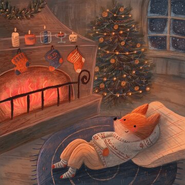 Fox at the fireplace