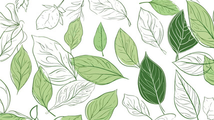 Green natural healthy and organic background. Simple vector concept of fresh ecological and bio plants. Herbal elements for banner or backdrop. Texture print wallpaper. Fresh trendy spring and summer
