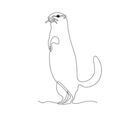 abstract Standing Gopher Continuous On Line Drawing