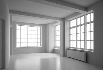 Naklejka na ściany i meble Modern white room design. AI generated illustration
