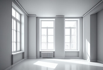 Modern white room design. AI generated illustration