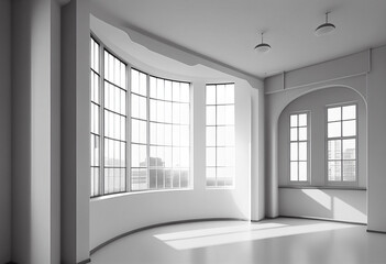Modern white room design. AI generated illustration
