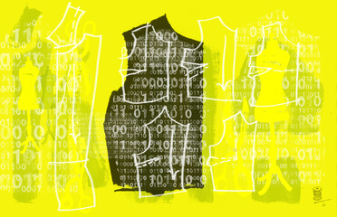 Designer Software Concept. Pattern Piece with Subtle Binary Code Text