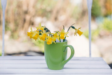 Spring Still Life With Flowers In A Cup - 585034541