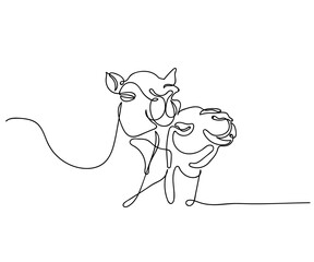 two camels line art
