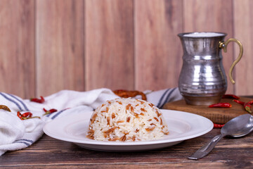Rice dish. Turkish style rice pilaf. local name arpa sehriyeli pilav