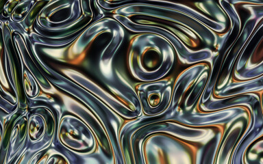 Abstract 3D render of holographic waves