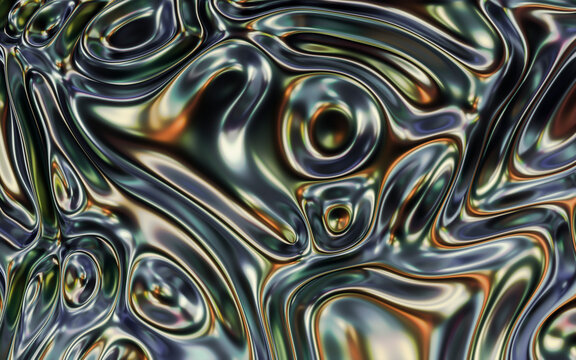Abstract 3D render of holographic waves