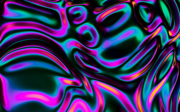 Fototapeta Abstract 3D render of holographic waves