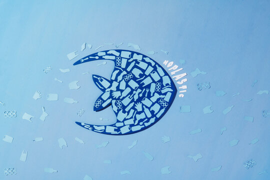 Save the ocean. Different waste polluting sea and beach