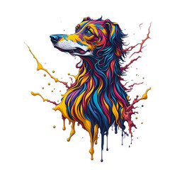 Naklejka premium dog head colorful splash art