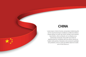 Wave flag of China with copyspace background