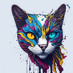 cat illustration splash art colorful
