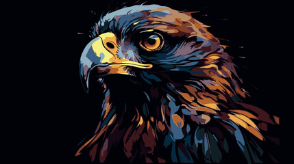 Eagle painting. Vector art illustration of bird with colorful paint. Majestic pop art poster or banner. emblem of america. Grunge vintage artwork. Modern cartoon sketch of hunter bird. Wildlife usa.
