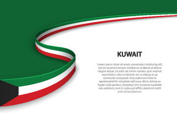 Wave flag of Kuwait with copyspace background