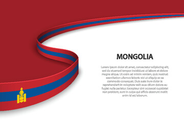 Wave flag of Mongolia with copyspace background