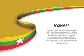Wave flag of Myanmar with copyspace background