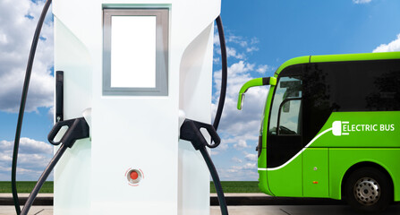 Electric bus with charging station. Concept	