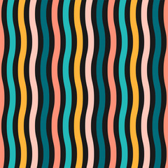 Seamless pattern with colorful vertical wavy lines