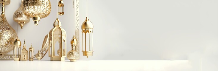Fototapeta premium crescent Islamic for ramadan kareem and eid mubarak with generative ai