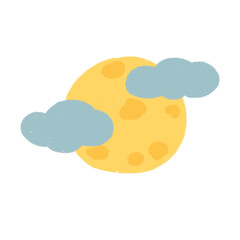 cute moon and cloud