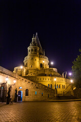 Fototapeta premium Evening view of Fisherman's Bastion at Buda castle in Budapest, Hungary