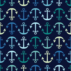 vector seamless vector pattern with colored anchors